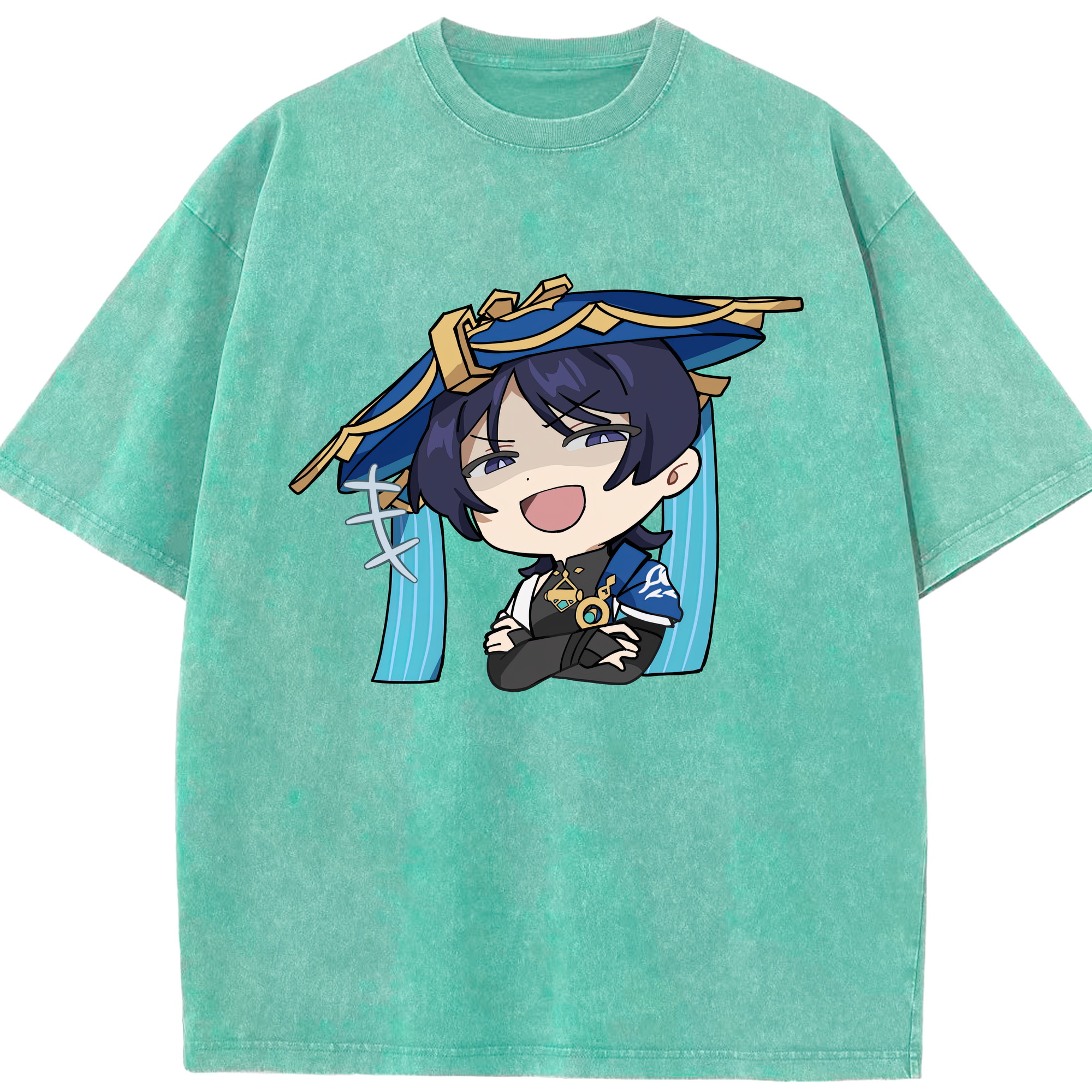 げんし神 さんペい genshin Sanpei 綿100% ヴィンテージ風 半袖Tシャツ（フロントプリント）